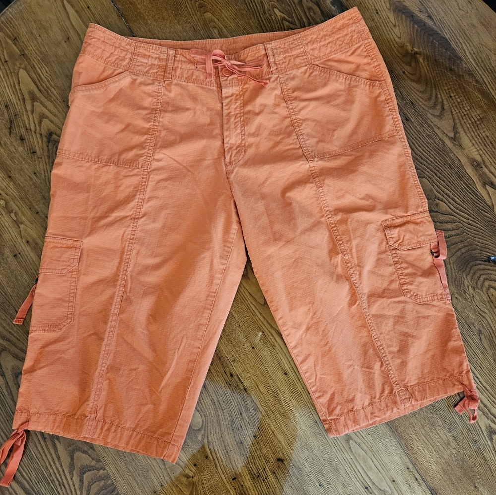Venezia Orange Cargo Drawstring Cargo Shorts Size 20